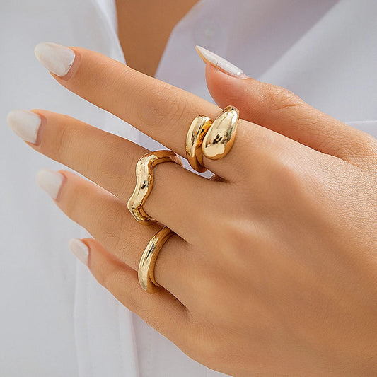 Olivia | 3-piece Vintage Gold Snake Rings Set