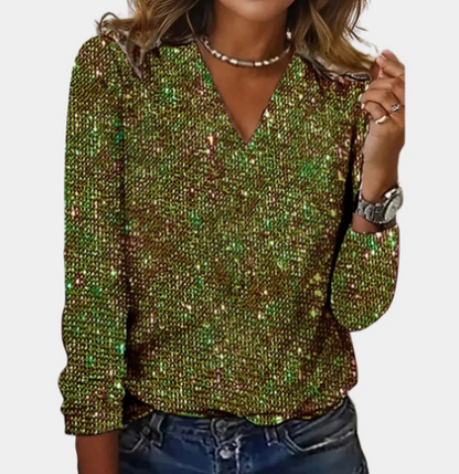 LUCY | GLITTER V-NECK TOP