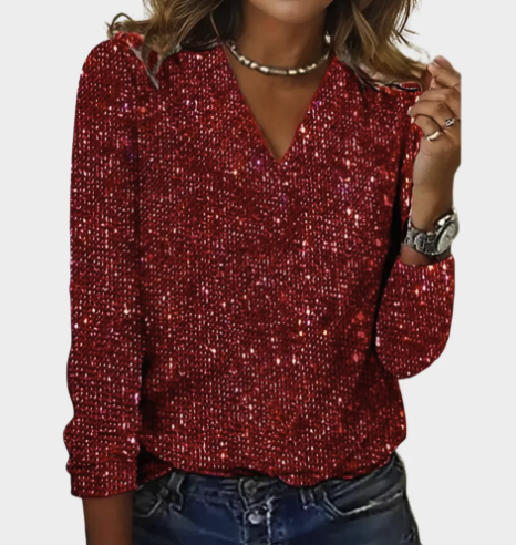 LUCY | GLITTER V-NECK TOP