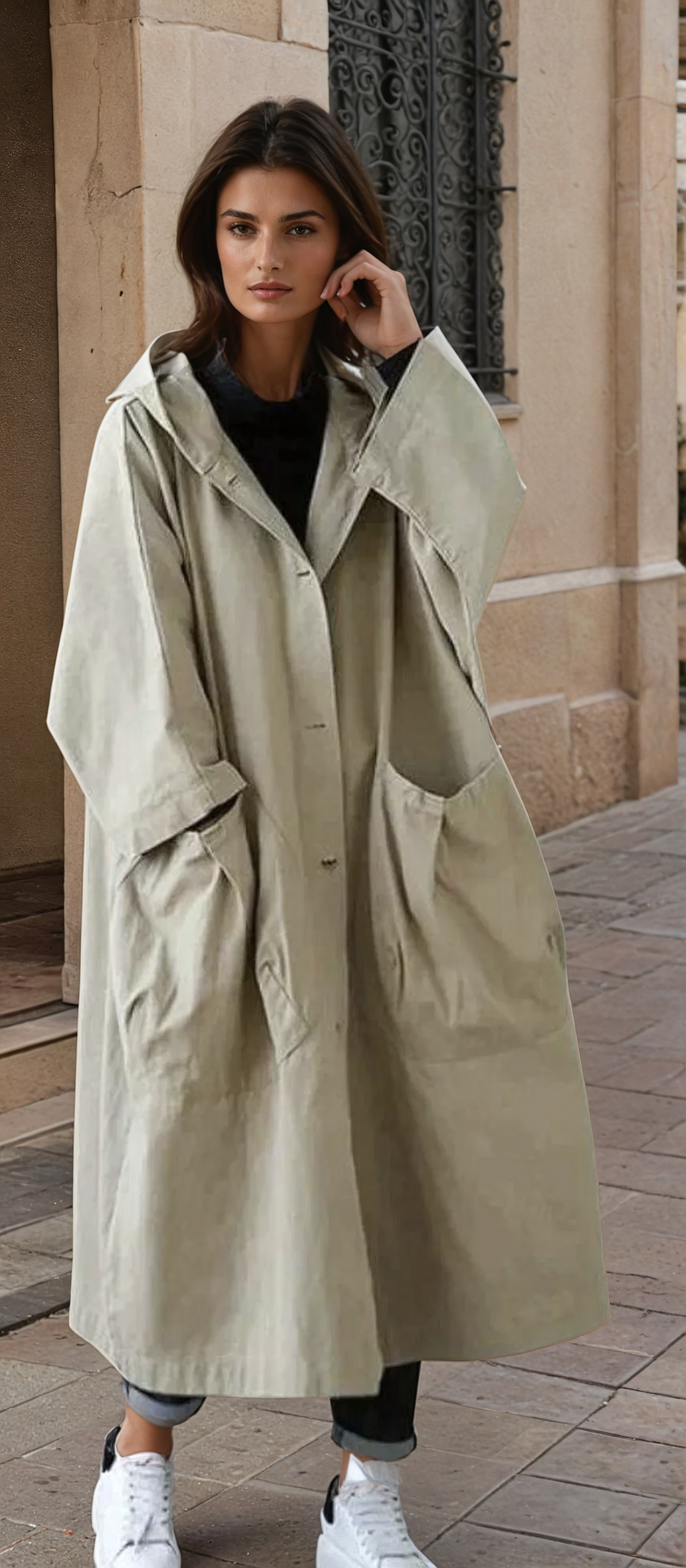 Liz™ | Oversized Hooded Trench Coat