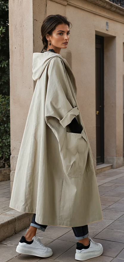 Liz™ | Oversized Hooded Trench Coat