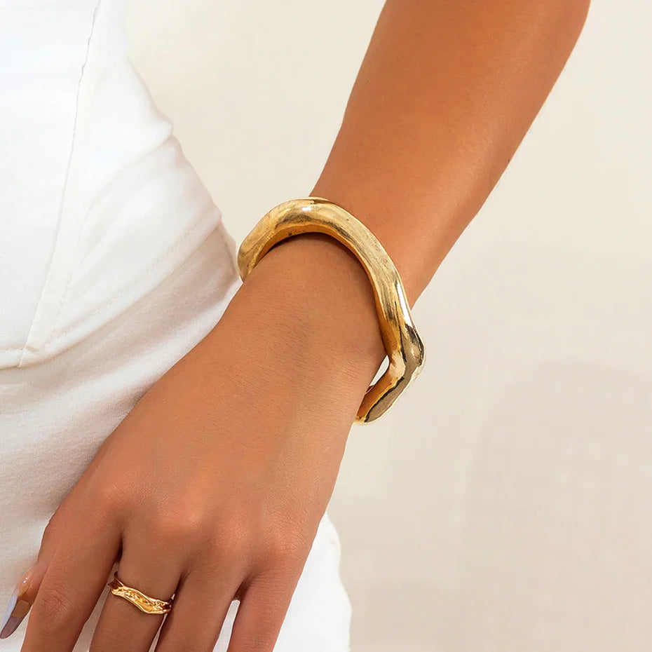 Noor | Thick Heavy Metal Open Cuff Bracelet