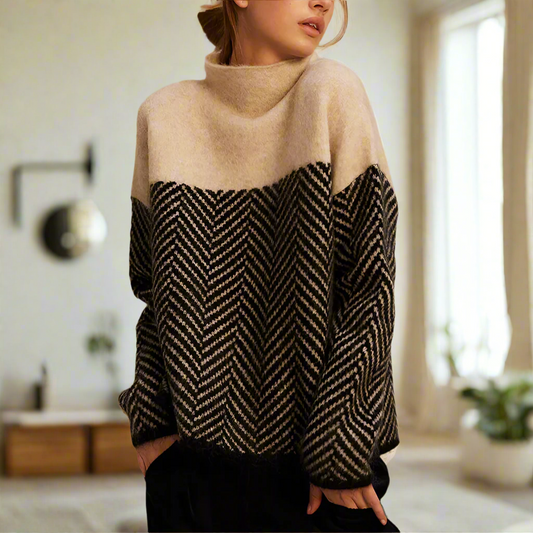 Elen™ | Chevron Pattern Turtleneck Sweater