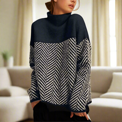 Elen™ | Chevron Pattern Turtleneck Sweater