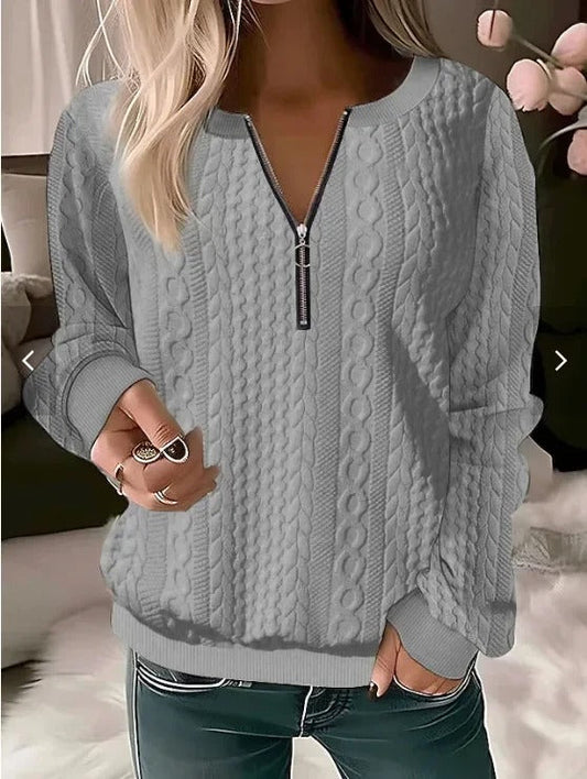 Mira™ | Komfortabel Sweater Med Lynlås