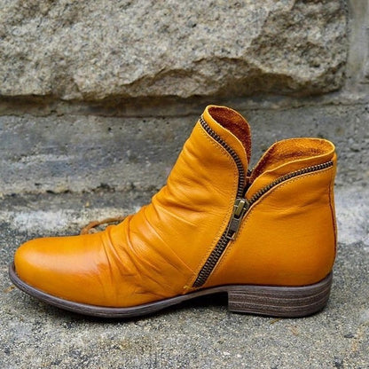 Vianne™ | Leather boots with zip fastener