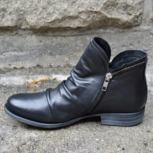 Vianne™ | Leather boots with zip fastener