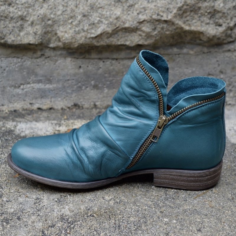 Vianne™ | Leather boots with zip fastener